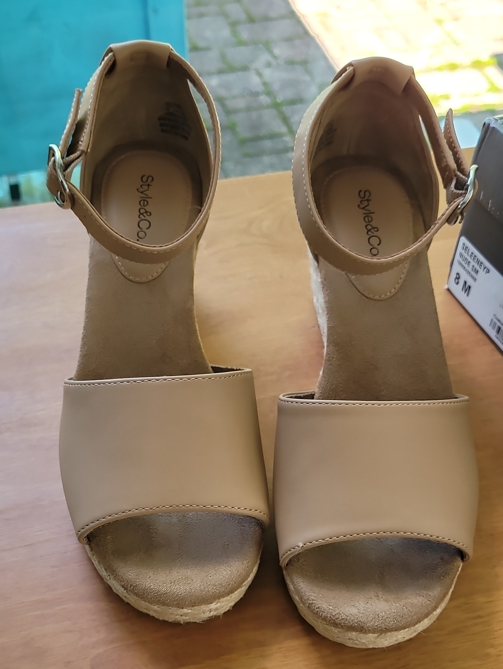 Style & Co. Tan Espadrille Wedge Sandals with Ankle Strap